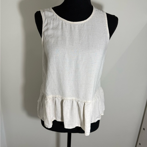 Moon River Tops - Moon River White Peplum Tank Top